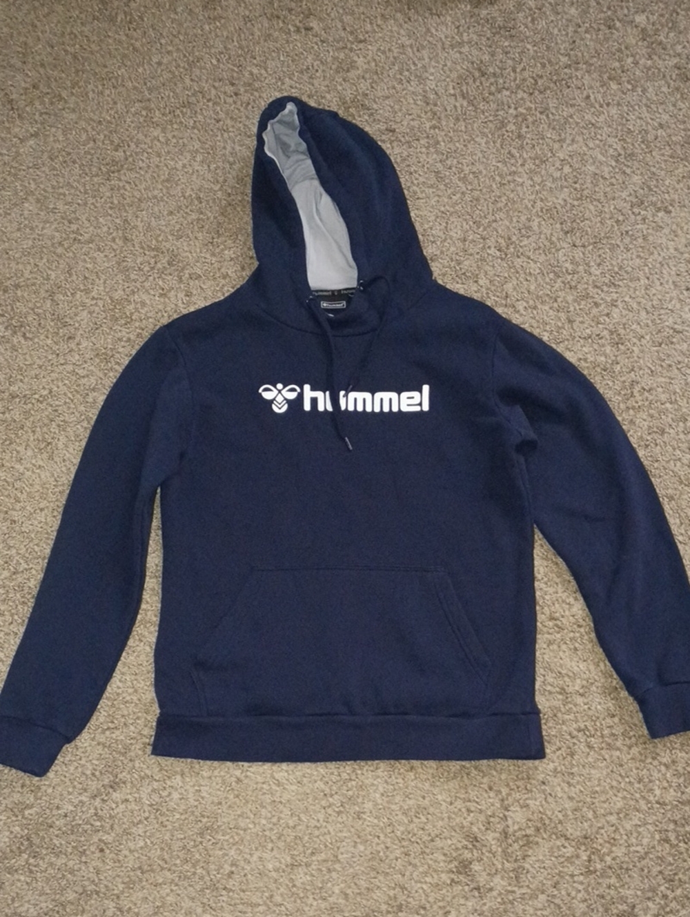 Hummel Men's Navy Hoodie with White Logo